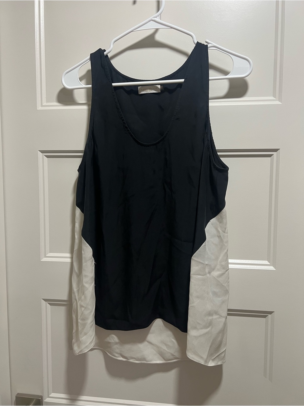 Ramy Brook Black and White Colorblock Tank